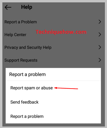click on the Report Spam or Abuse