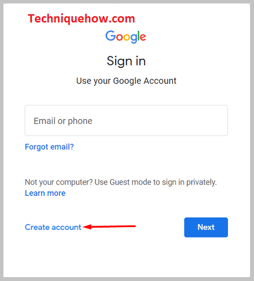 create Google account on gmail