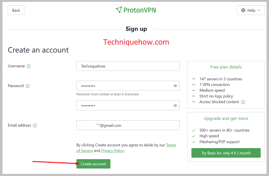 create an account