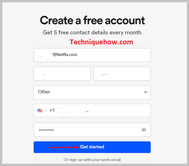 create your free account by entering
