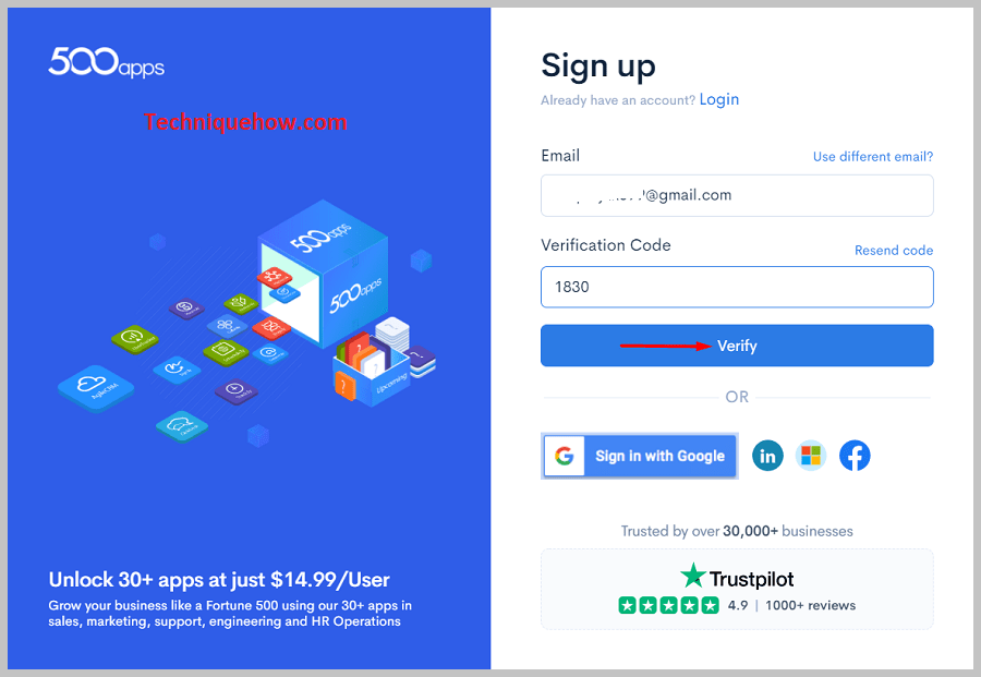 email address and verify