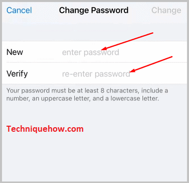 new password in both fields