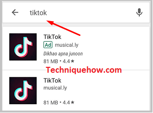 search tiktok on play store