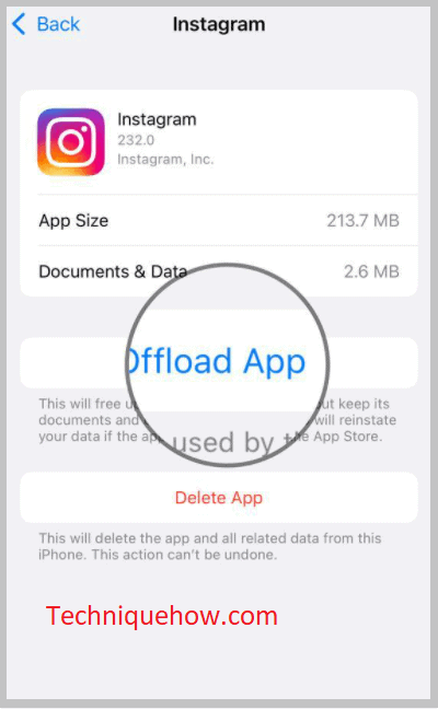 see the Offload App option