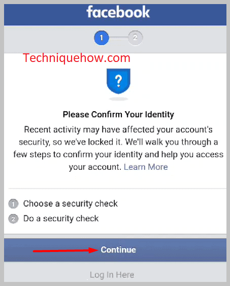 see the Please confirm your identity message
