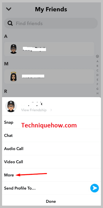 tap on More option on snapchat