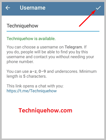 tap on the tick to set