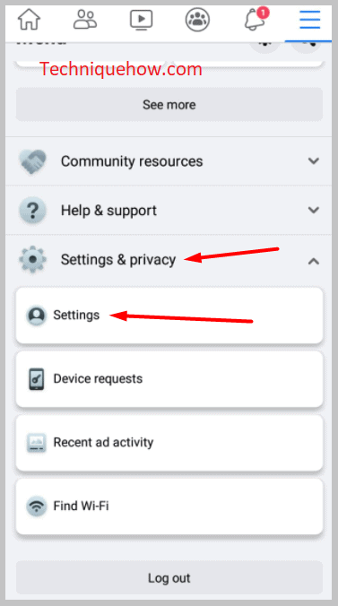 the Settings and Privacy section