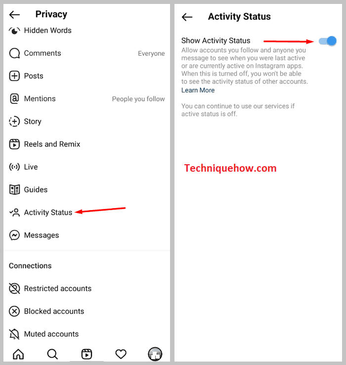 Activity Status on instagram