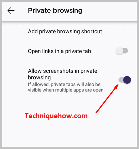 Allow screenshots in Private browsing