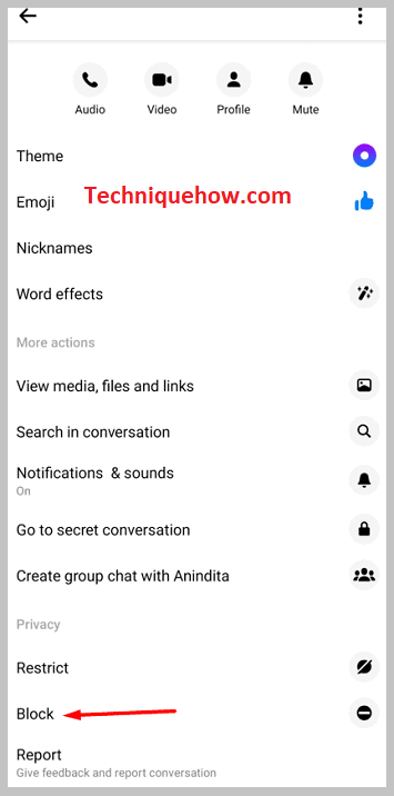 Block option on messenger