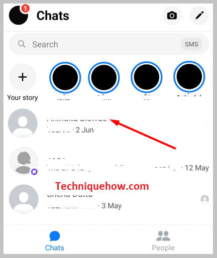Chats section on target person
