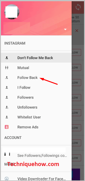 Choose the option 'Follow Back'