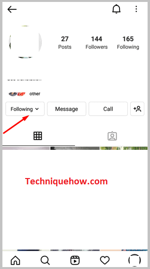 Click on Follwing
