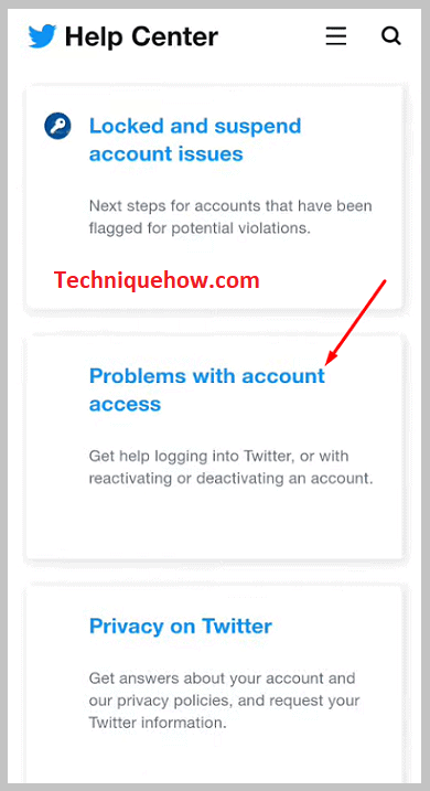 Click on Problems with account access