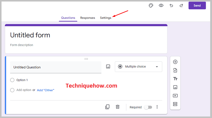 Click on Setiings on google form
