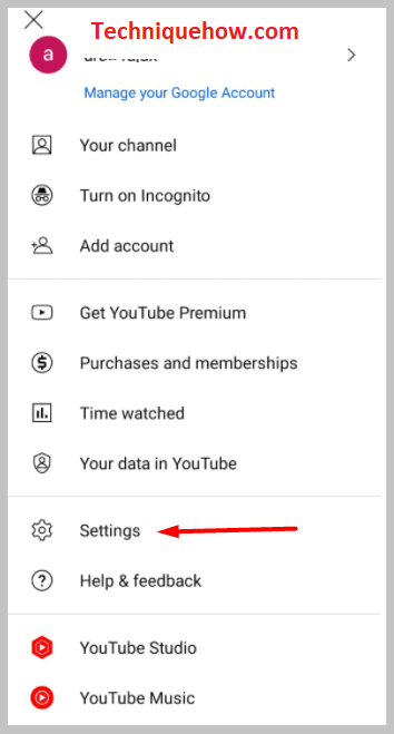 Click on Settings on youtube