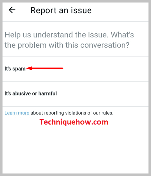 Click on either It's spam app