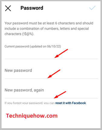Click on new password