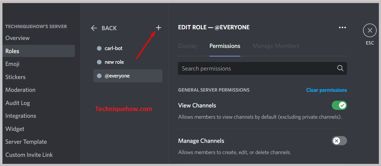 Click on the + button and add roles