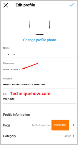 Click on username