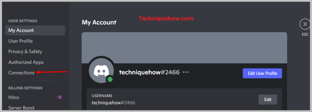 Connections on discord pc
