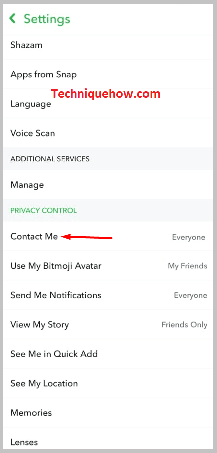 Contact Me on snapchat app