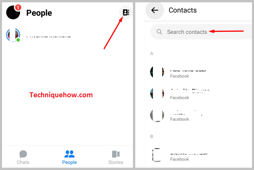 Contact icon and search messenger
