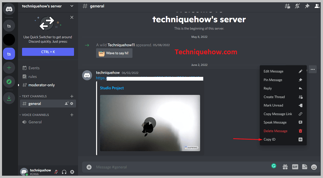 Copy ID on discord