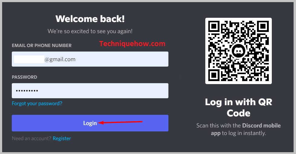 Discord and log in