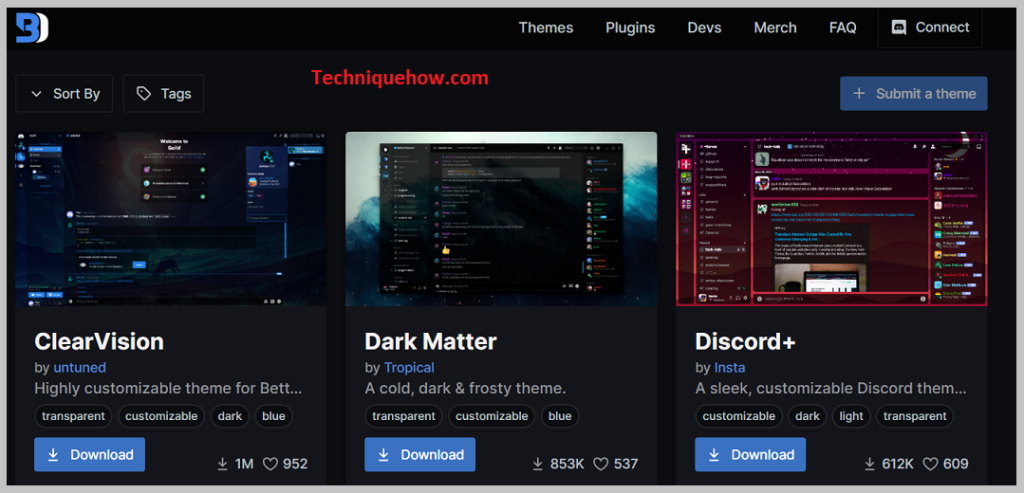 Download a theme from the website