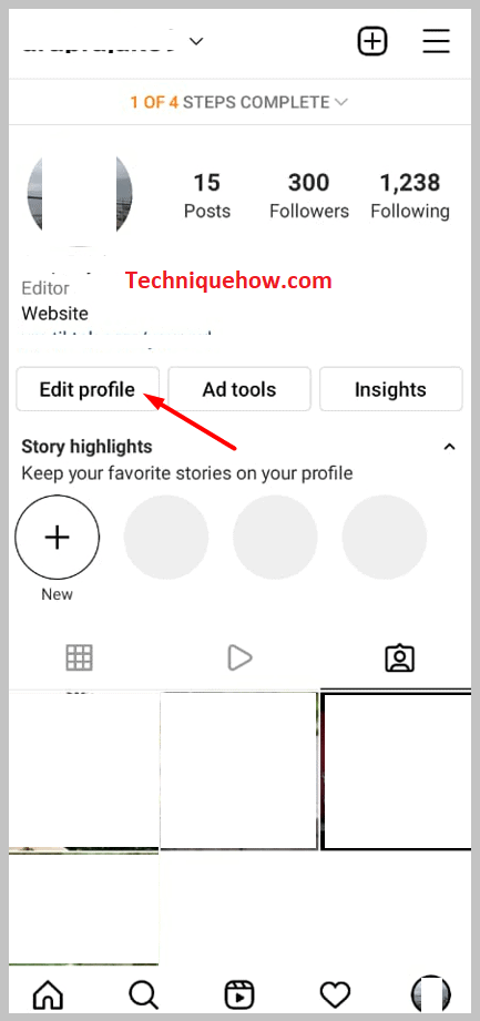 Edit profile on instagram