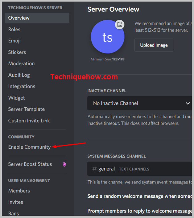 Enable Community on discord