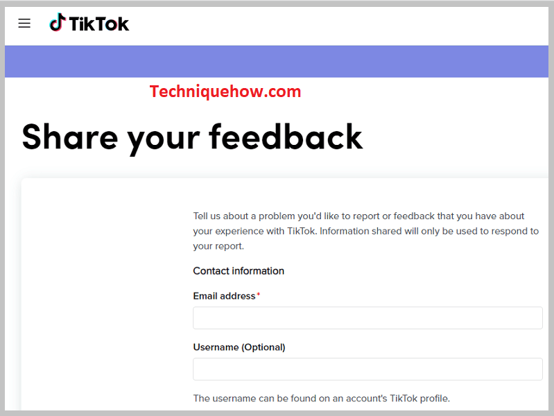 Enter the email address on tiktok