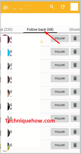 Follow Back List