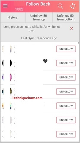 Follow back list
