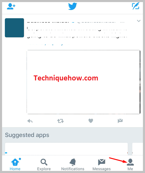 Go to the Me icon on twitter
