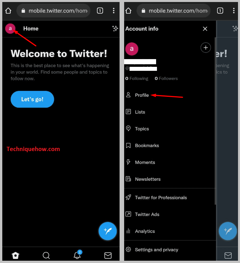 Go to your Twitter profile