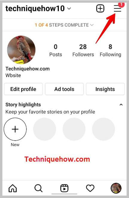 Go to your profile on instagram