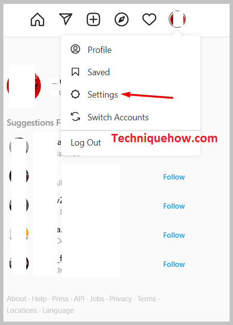 Instagram settings on pc