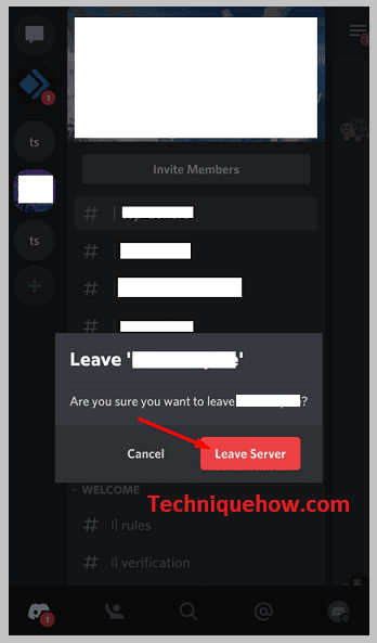Leave Server on mobile