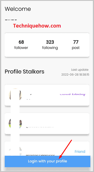 Login with your profile button