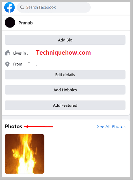 Photos section on pc