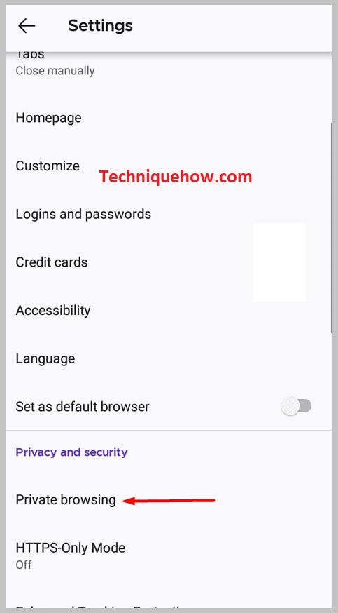 Private browsing