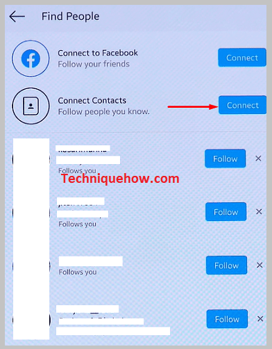 Provide Instagram permission to access your contacts