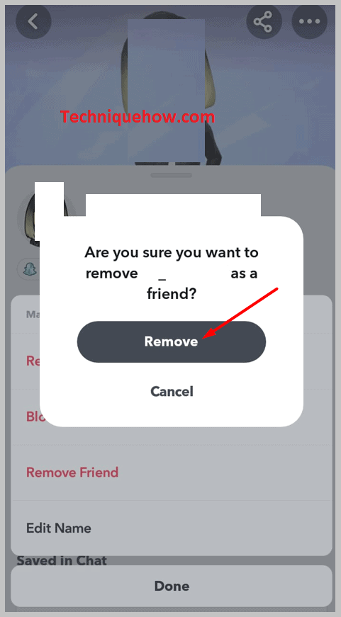 Removed friend on conform on snapchat app