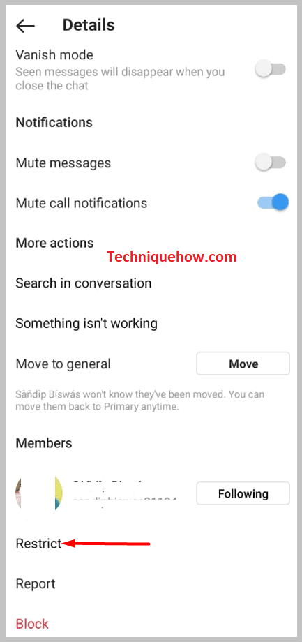 Restrict on instagram
