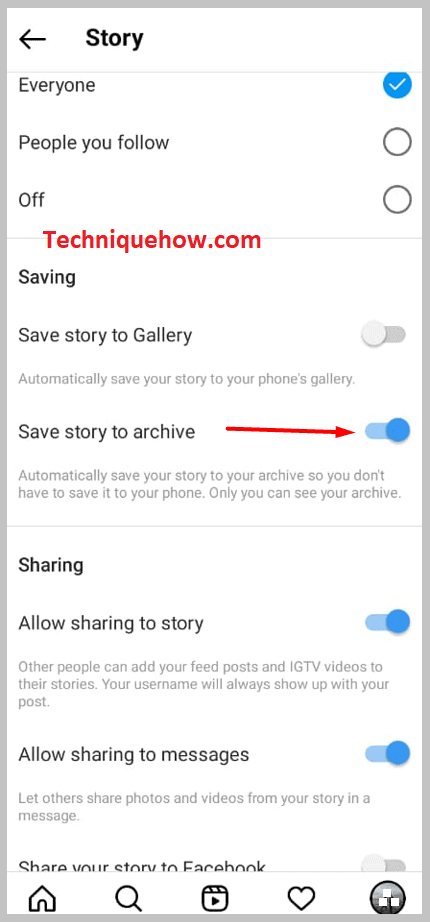 Save story to archive on mobile app