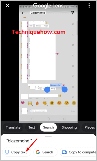Select text and tap 'Copy text'