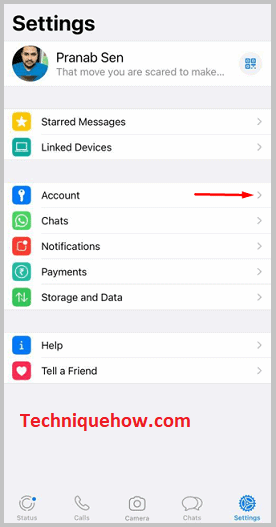 Settings on whatsapp